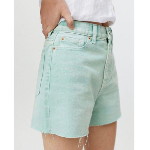 Urban Outfitters BDG A Line High Rise Overdyed Denim Short in Turquoise Green 27 - Picture 1 of 9